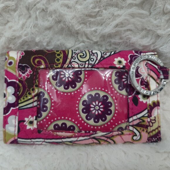 Vera Bradley Pink Paisley Push Lock Id And Card Wallet - Picture 2 of 9